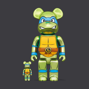 BEARBRICK 100% 400% TMNT LEONARDO CHROME