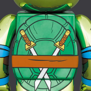 BEARBRICK 100% 400% TMNT LEONARDO CHROME