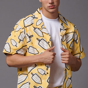 MAMBO Pattern al Limone Bowling Shirt