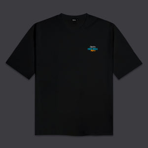 Outline Eagle Over Kimono Tee Black