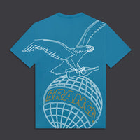 Outline Eagle Over Kimono Tee Pool Blue