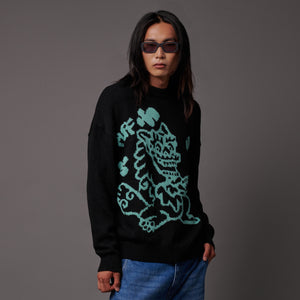 Puff Dragon Sweater Black