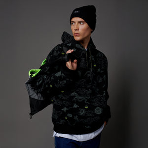 Yokai Pattern Hoodie Black