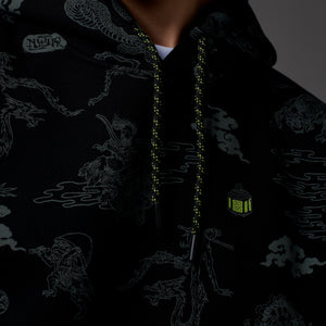 Yokai Pattern Hoodie Black