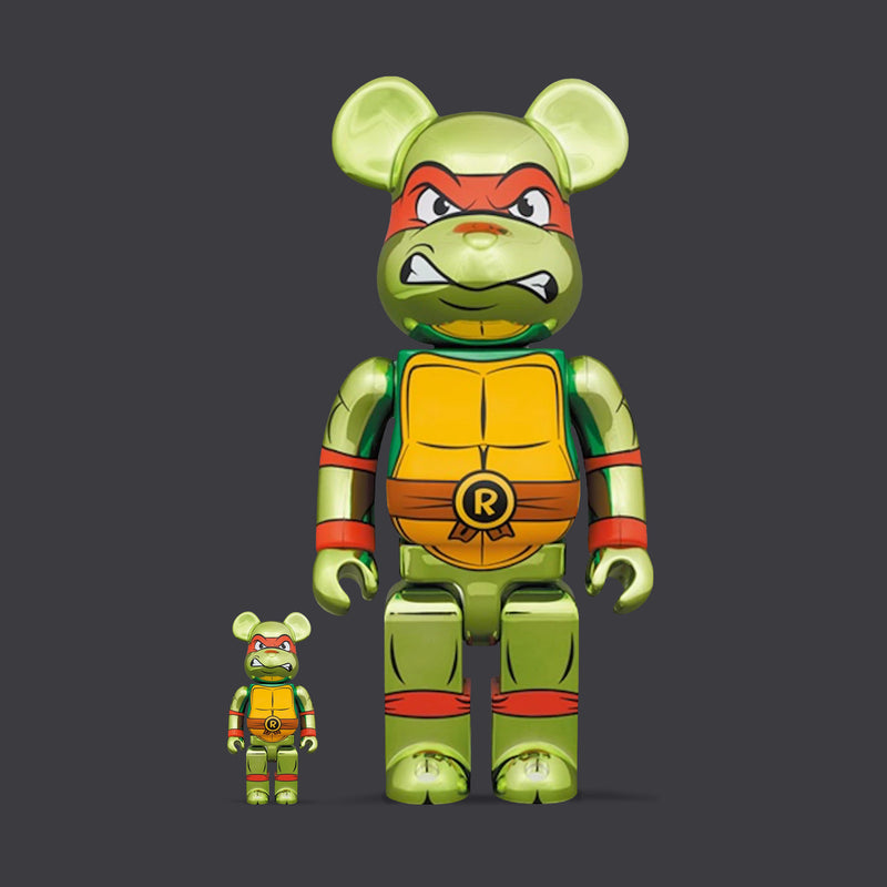 BEARBRICK 100% 400% TMNT RAPHAEL CHROME