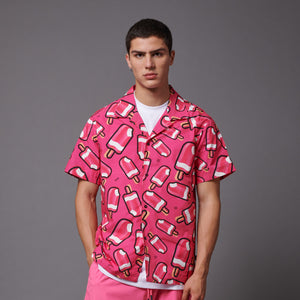 MAMBO Pattern alla Fragola Bowling Shirt