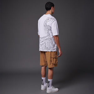 Chinese Wall Outline Over Tee White