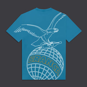 Outline Eagle Over Kimono Tee Pool Blue