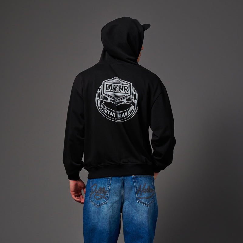 Ring Zip Hoodie Black