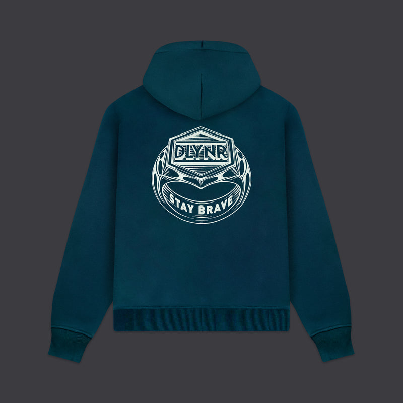 Ring Zip Hoodie Teal