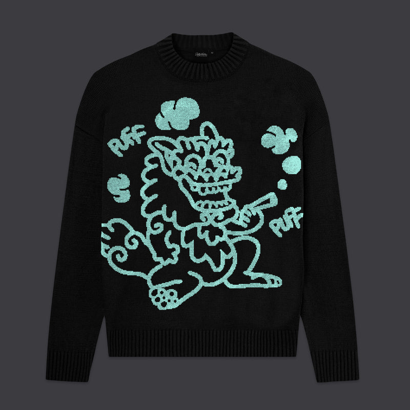 Puff Dragon Sweater Black