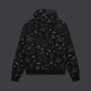 Yokai Pattern Hoodie Black