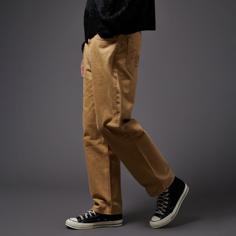 Gabardine Baggy Pants Beige