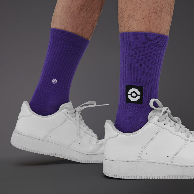 Pixel Pokéball Socks Purple