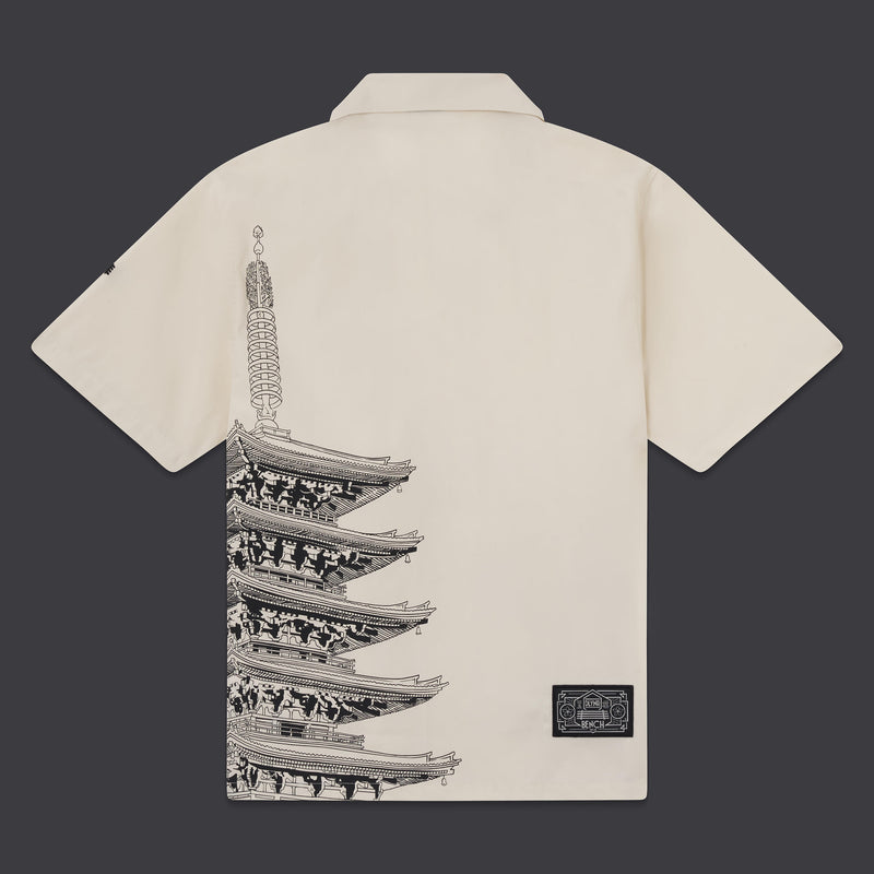 BENCH Tokyo Bowling Shirt Beige / Black