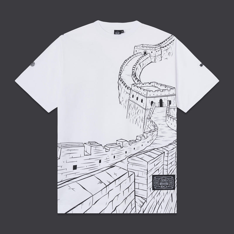 Chinese Wall Outline Over Tee White