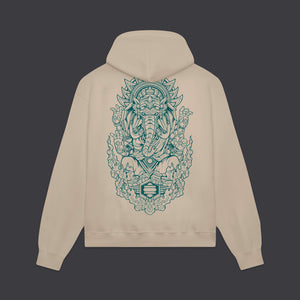 Ganesha Outline Hoodie Beige