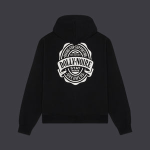 Logo Brew Label Zip Hoodie Black