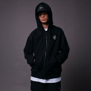 Logo Brew Label Zip Hoodie Black