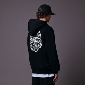 Logo Brew Label Zip Hoodie Black