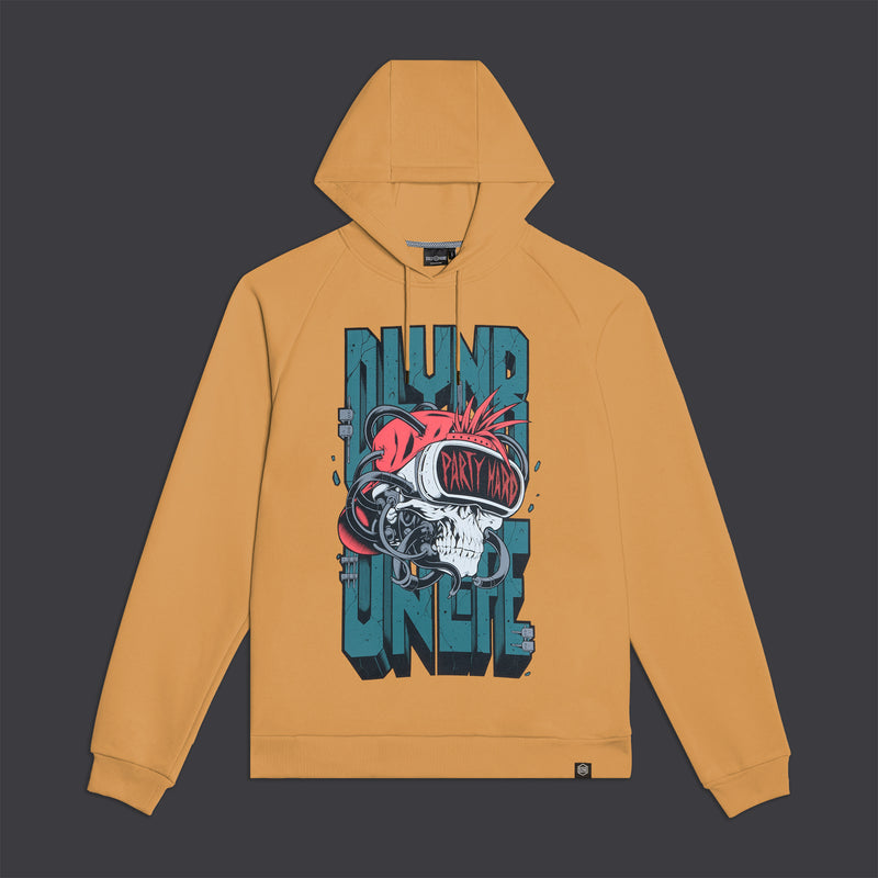 Party Hard Skull Hoodie Beige